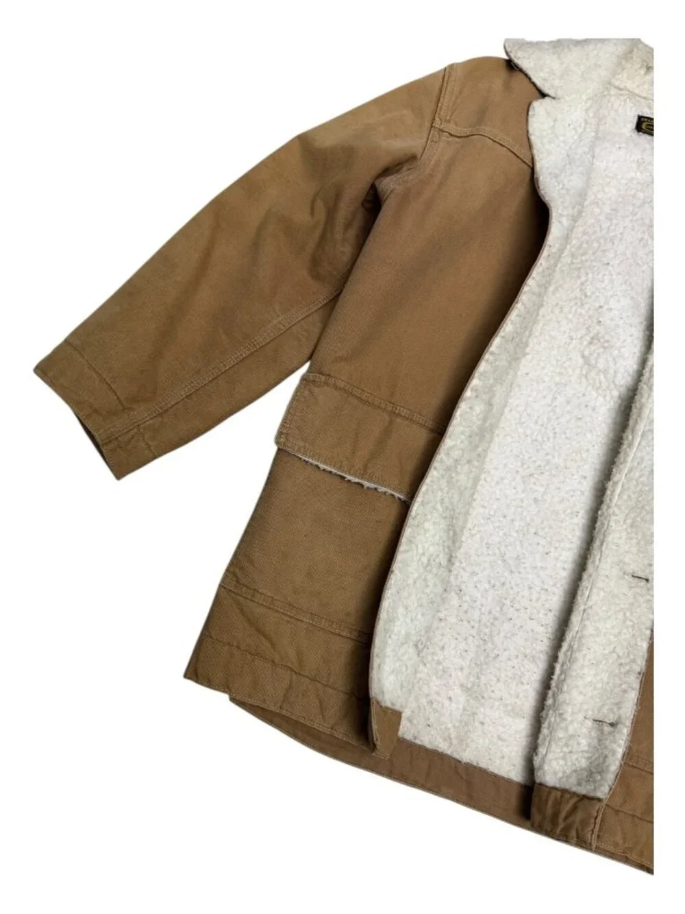 RARE CARHARTT Vintage 1960s Snagproof Sherpa Fleece Duck Canvas Chore Coat XS